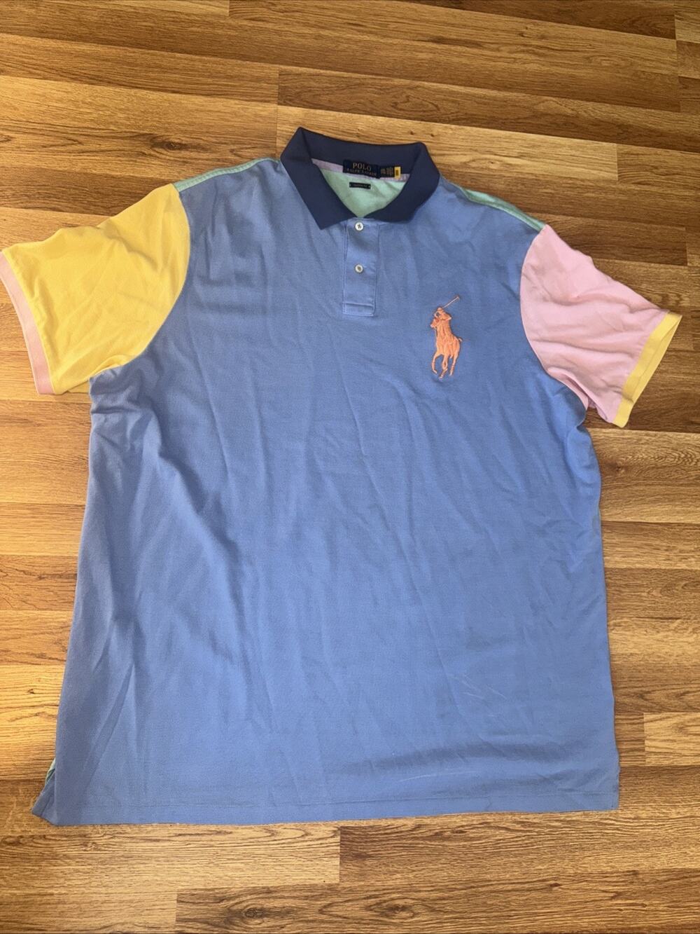 Polo Ralph Lauren Big Pony Colorblock Polo Shirt Men’s 2XL Y2K Preppy Multicolor